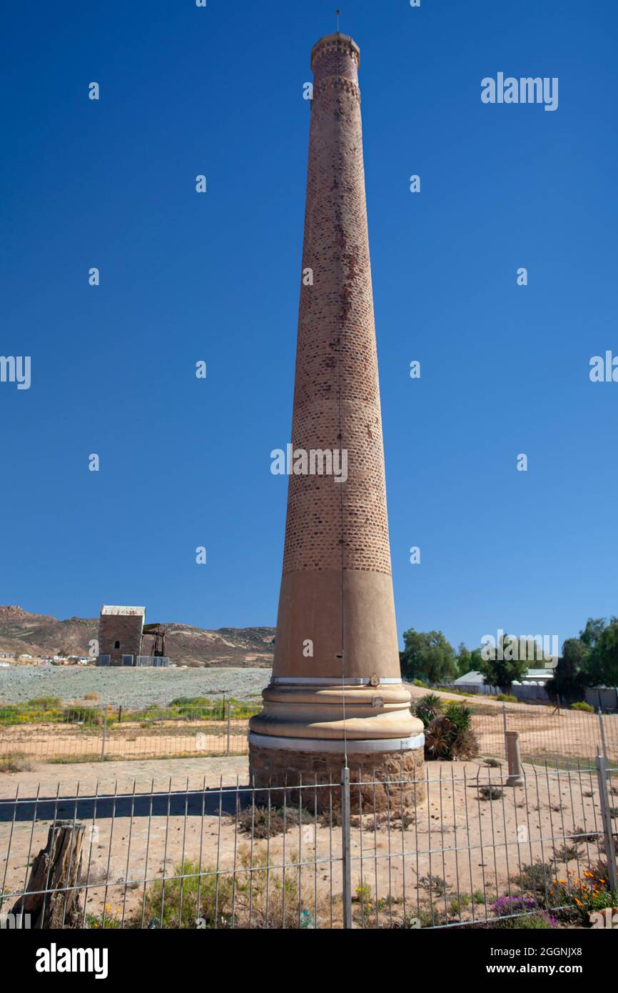 Historic copper mine smokestack built in 1880, Okiep, Namaqualand South Africa Stock Photo