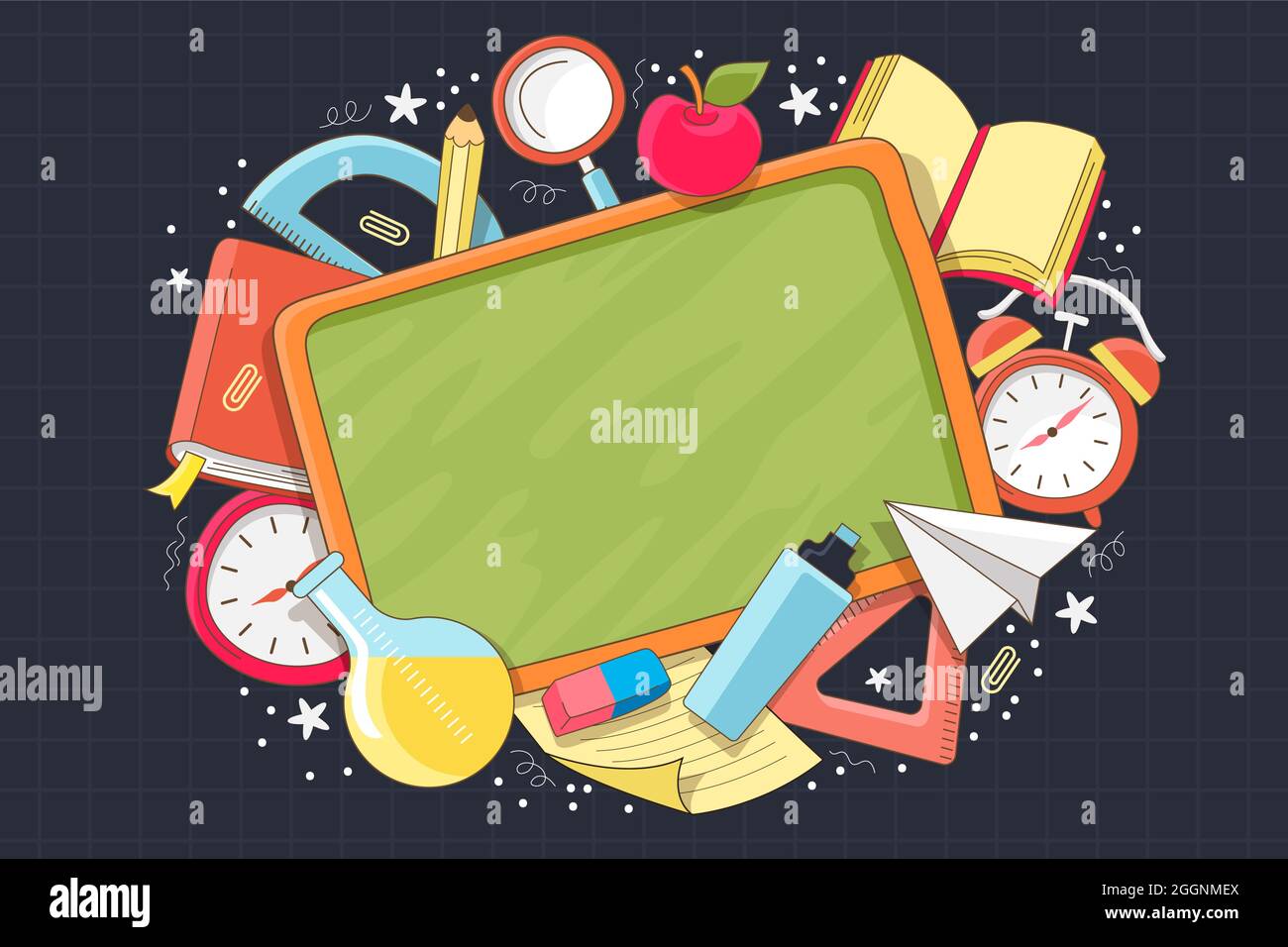 Hand drawn back to school background Vector illustration. Stock Vector