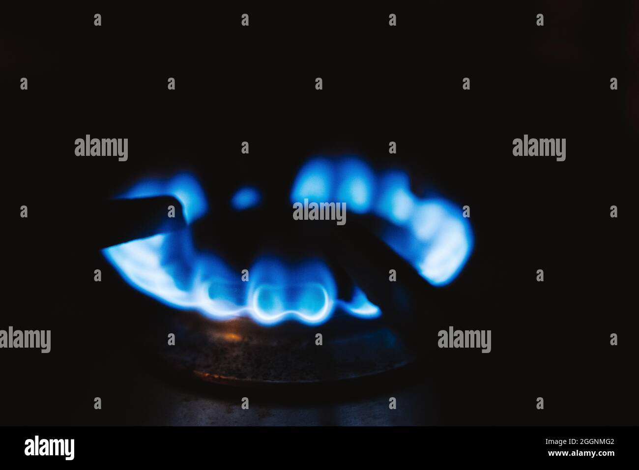 Fire is burning on the stove Stock Photo