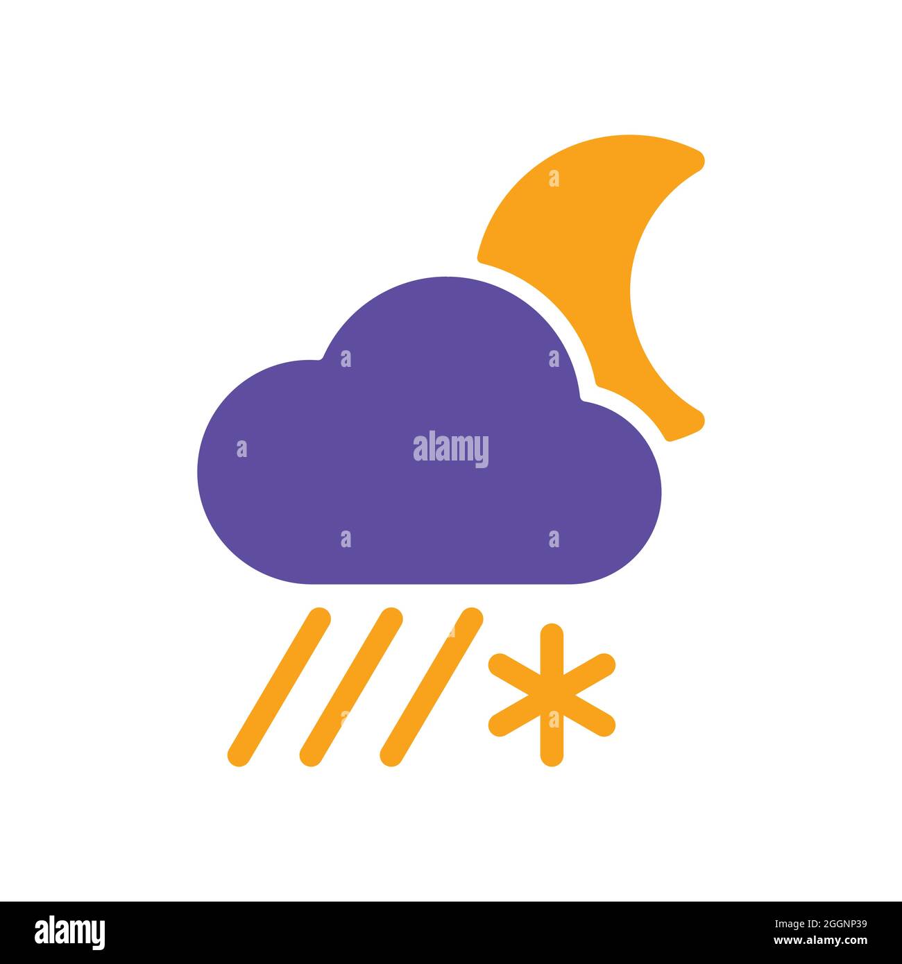 Rain cloud with snow moon glyph icon. Meteorology sign. Graph symbol ...