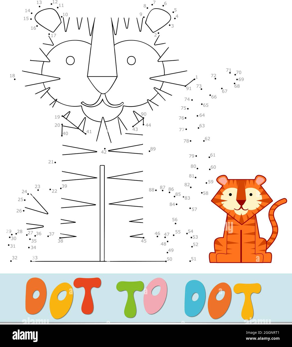 Dot to dot puzzle for children. Connect dots game. Tiger vector  illustration Stock Vector Image & Art - Alamy