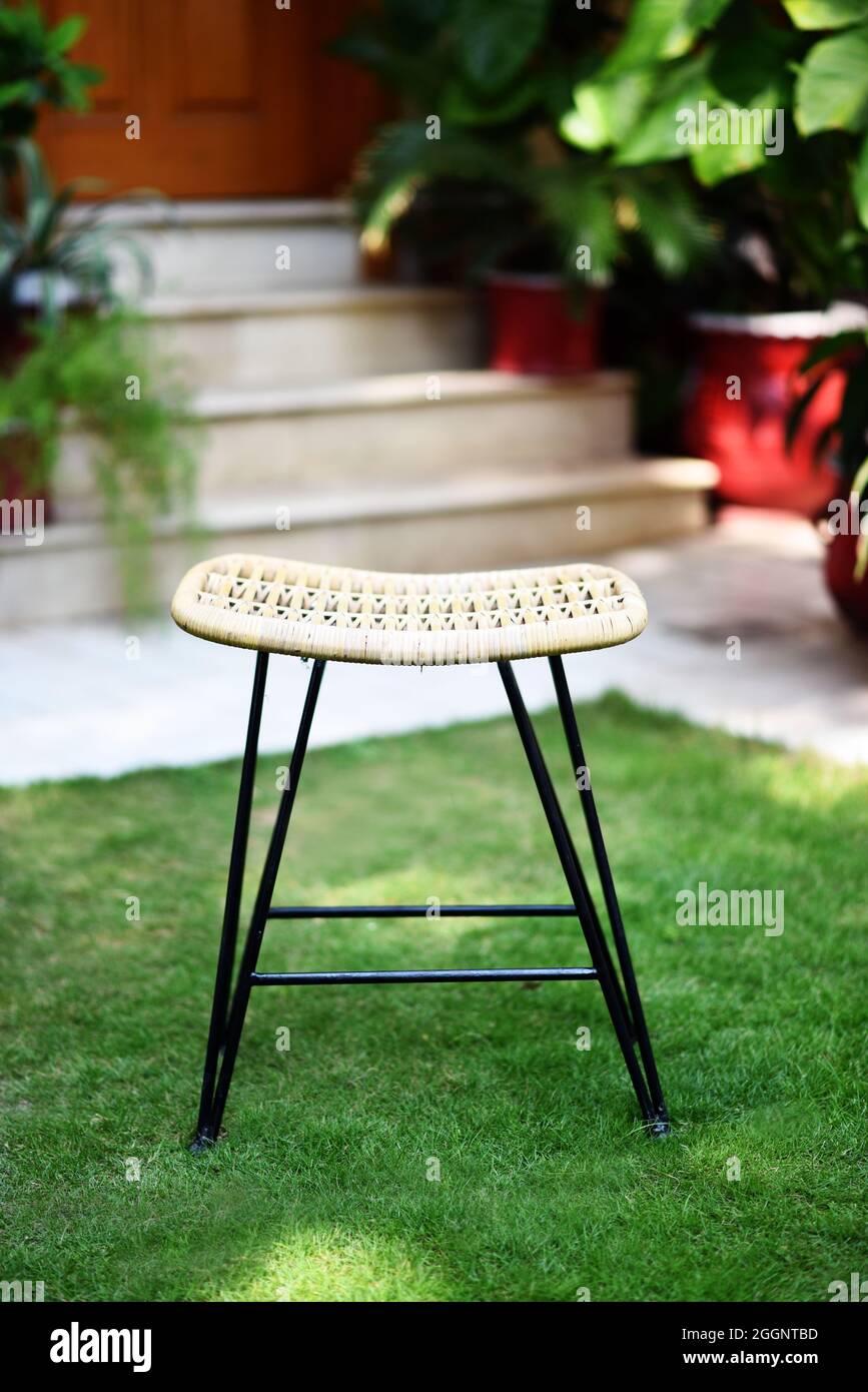 cane stool with blurry background ,cane stool is focus Stock Photo Alamy