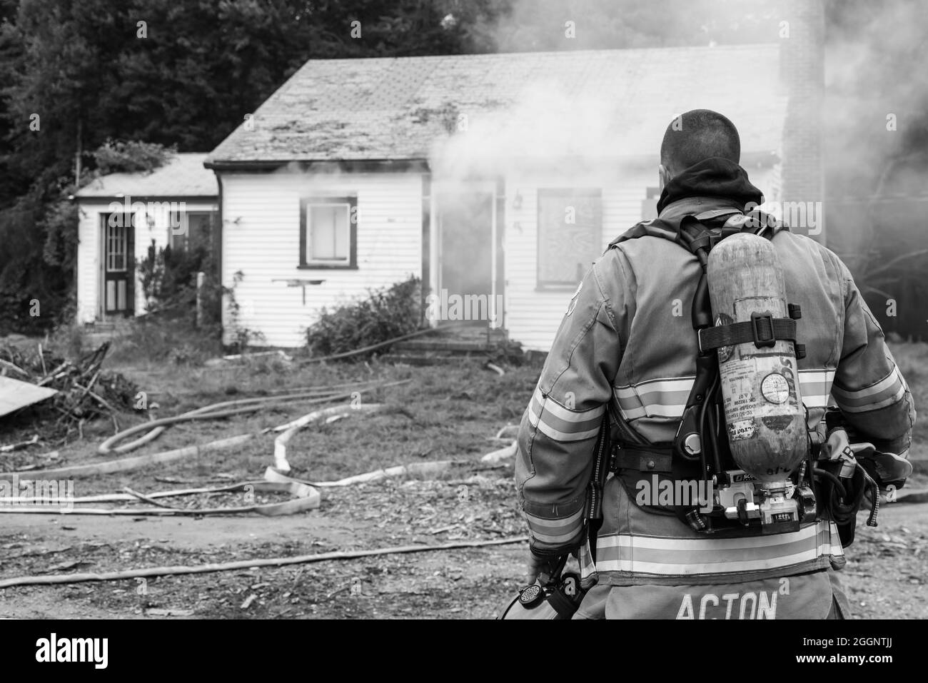 Fire training smoke house Black and White Stock Photos & Images Alamy