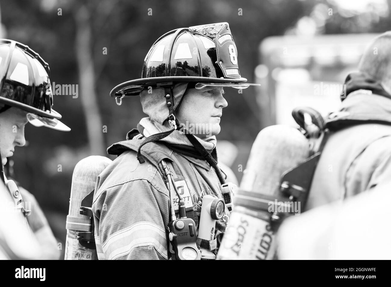 Fire training smoke house Black and White Stock Photos & Images - Alamy