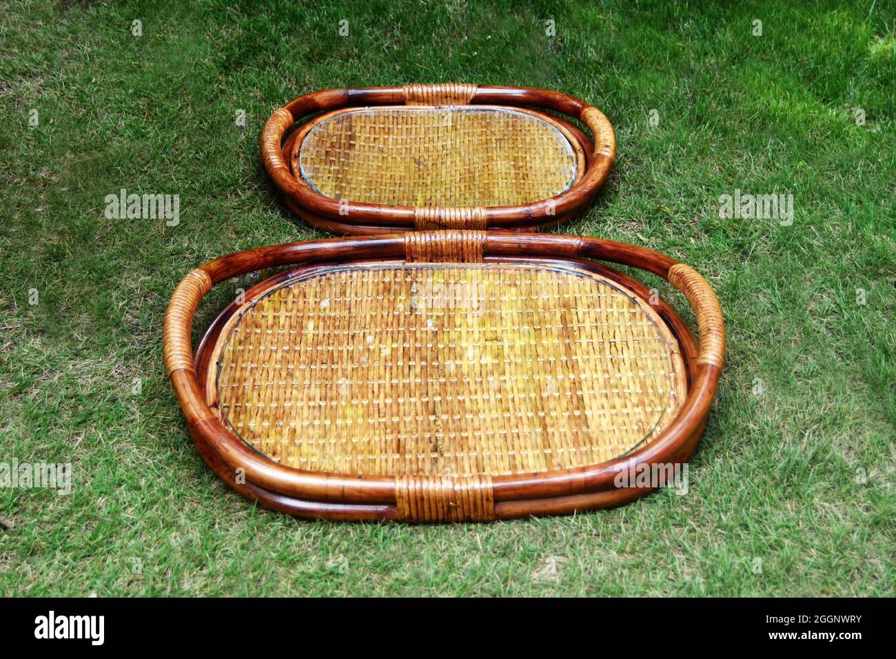 cane basket with outdoor background selective soft focus color dark