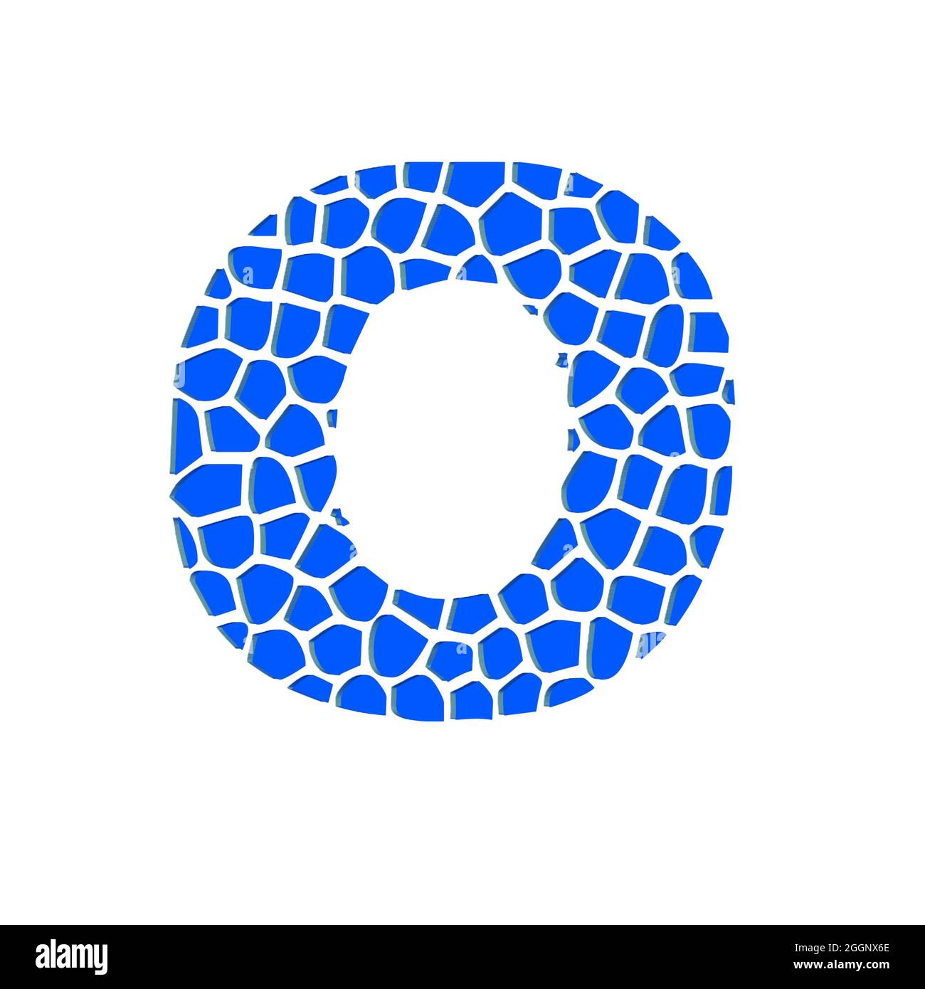 Alphabet capital letter O blue 3D abstract texture beautiful white background Stock Photo