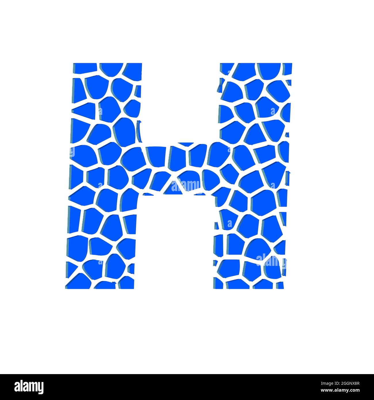 Alphabet capital letter H blue 3D abstract texture beautiful white background Stock Photo