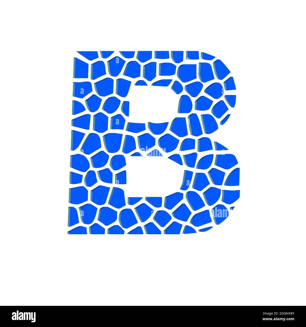 Alphabet capital letter B blue 3D abstract texture beautiful white background Stock Photo