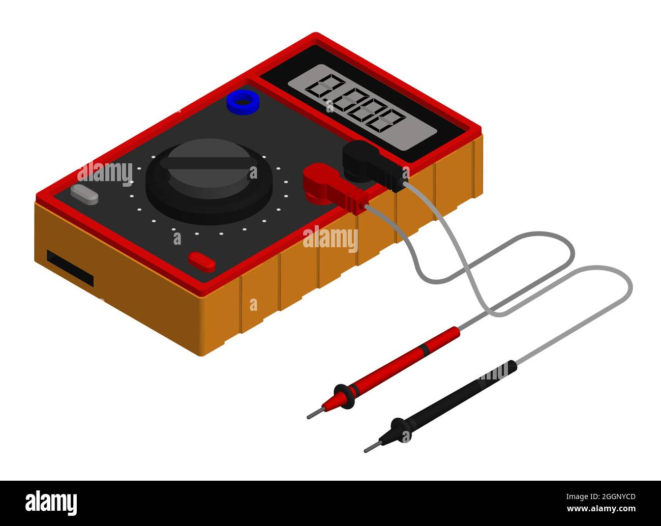 isometric Digital multimeter, device for measuring current and voltage in electrical circuit. Realistic 3D vector isolated on white background Stock Vector