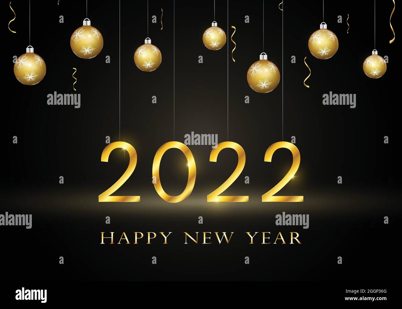 2022 Happy New Year background with gold text Stock Vector Image & Art ...