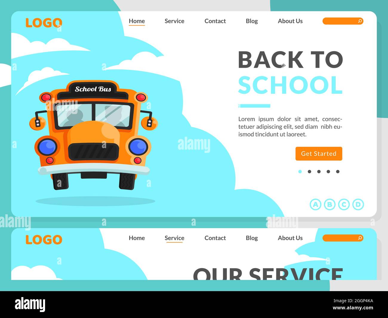 Back To School Landing Page Design Template Stock Vector