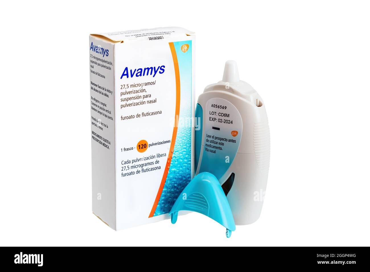 Huelva, Spain - August 28, 2021: Spanish box of fluticasone furoate brand  Avamys. It is a steroid nasal spray for cold-like symptoms caused by  allergi Stock Photo - Alamy