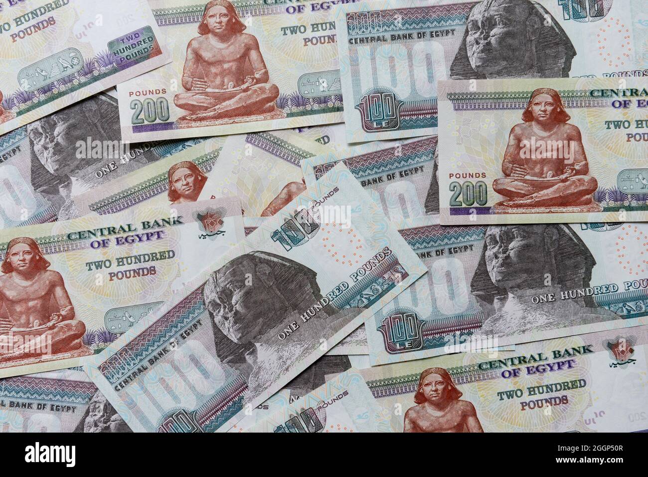 EGYPT, Pound banknotes, image Sphinx of Gizeh / ÄGYPTEN, ägyptische Pound Banknoten, Bild Große Sphinx von Gizeh Stock Photo