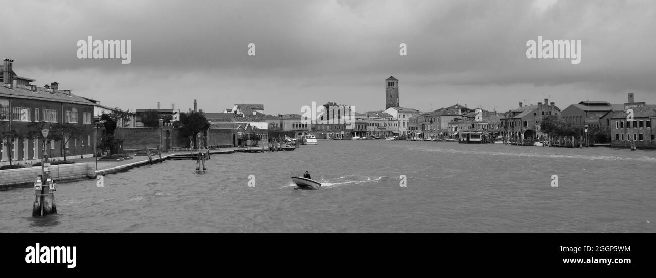 Venice Panorama in monochrome Stock Photo