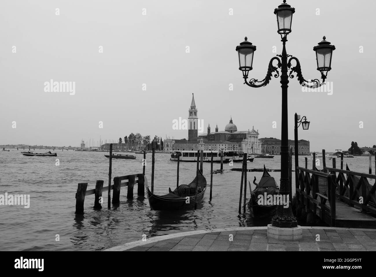 Venice Lagoon in Monochrome Stock Photo