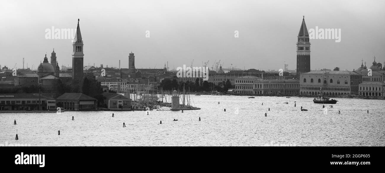 Venice Panorama in monochrome Stock Photo