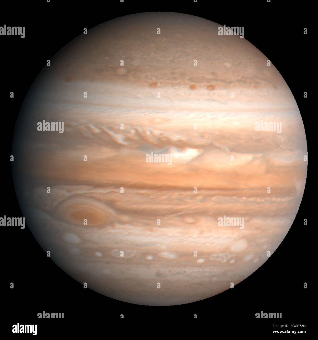 This processed color image of Jupiter was produced in 1990 by the U. Stock Photo