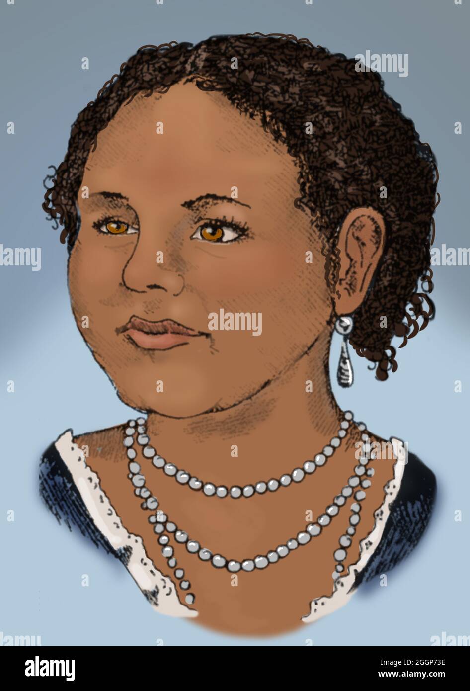 Mary Seacole (1805-1881) was a British-Jamaican businesswoman and nurse. During the Crimean War, she ran a hotel and tended to the wounded. Her autobiography, Wonderful Adventures of Mrs. Seacole in Many Lands (1857), is one of the earliest autobiographies of a mixed-race woman. In 2004 she was voted the greatest black Briton. Colorized. Stock Photo