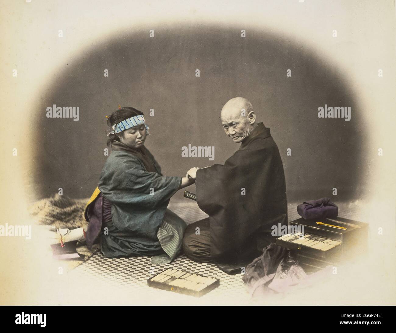 Doctor and female patient, Japan, 1868. Stock Photo