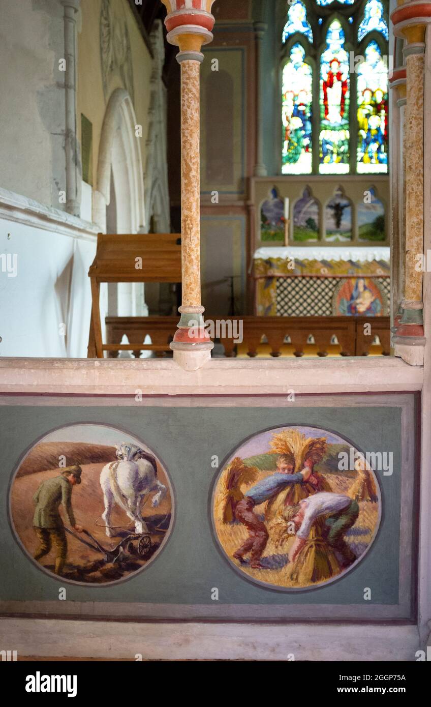 The paintings by the Bloomsbury artists in Berwick church, East Sussex Stock Photo