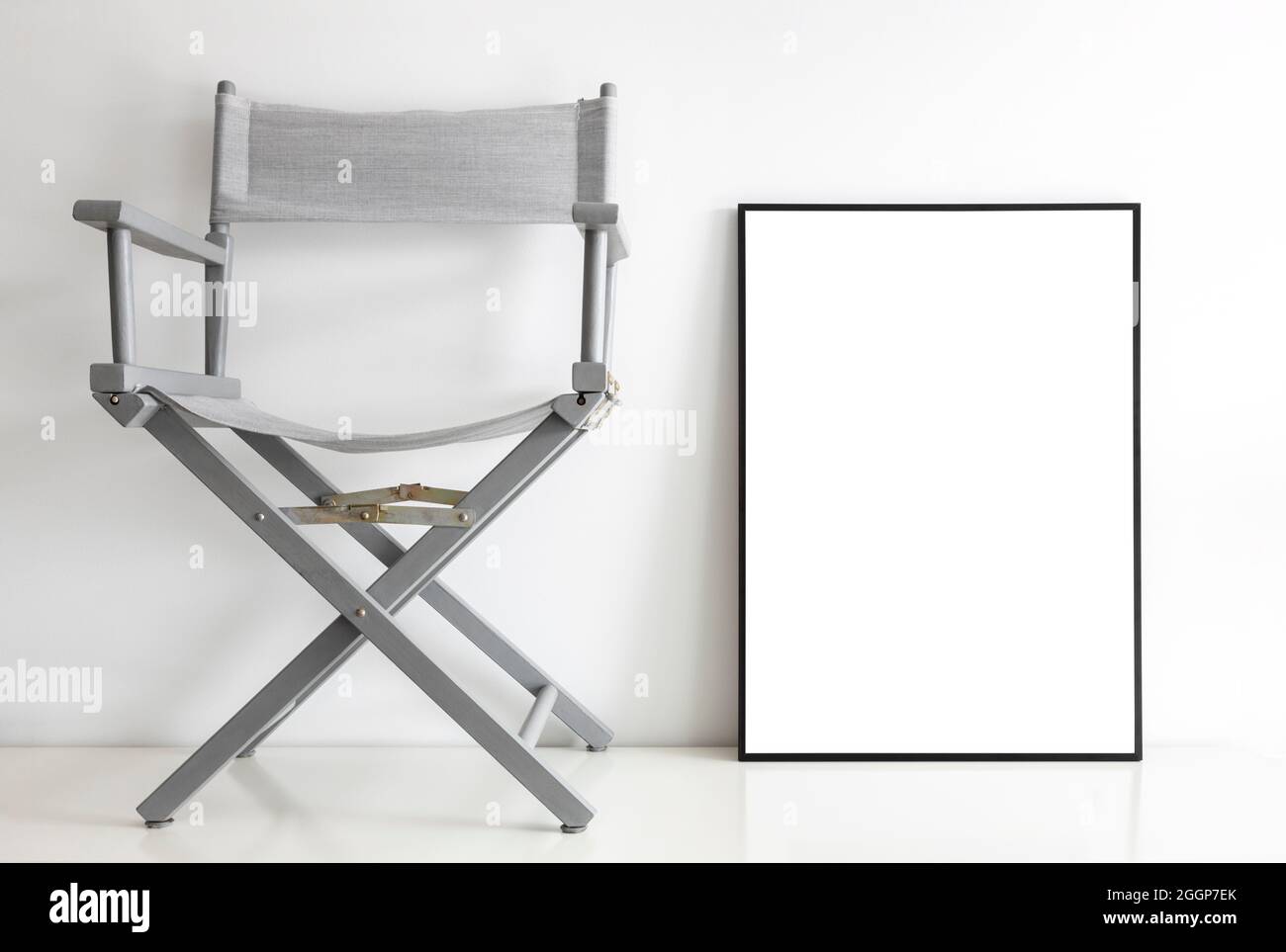 Mock up frame and directors chair. Stock Photo
