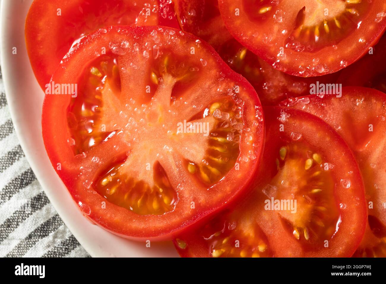 Healthy Organic Sliced Tomatoes with Salt Ready to Eat Stock Photo Alamy