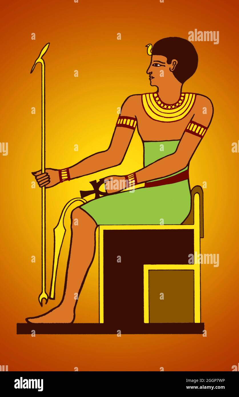 Imhotep (circa 2650-2600 BC) was an Egyptian polymath who served under the Third Dynasty king Djoser as chancellor to the pharaoh and high priest of the sun god Ra at Heliopolis. Stock Photo