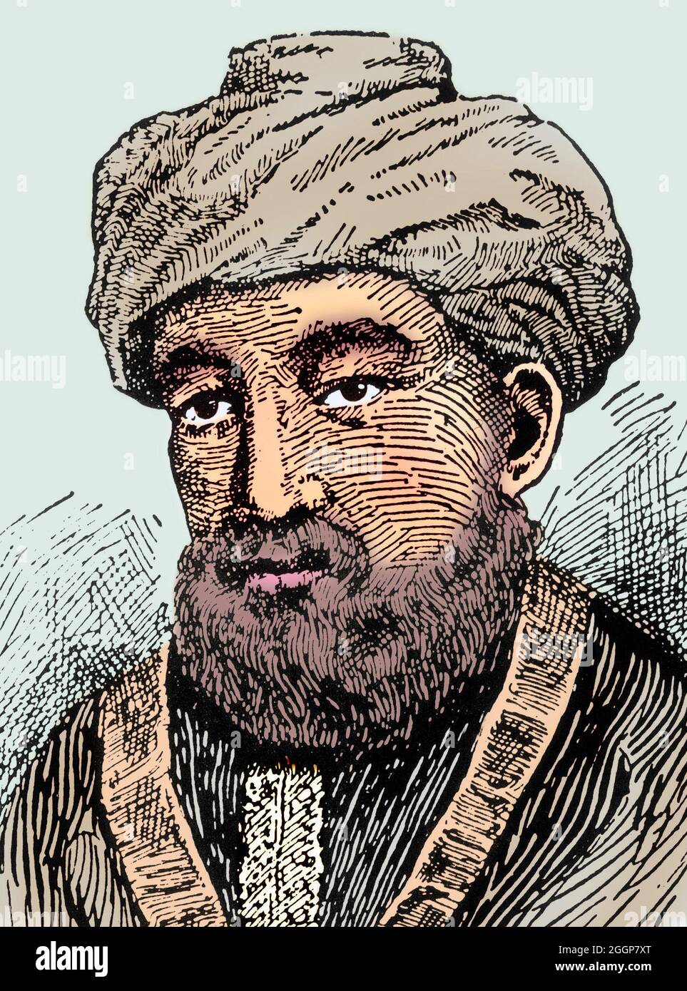 Colorized illustration of Maimonides. Stock Photo