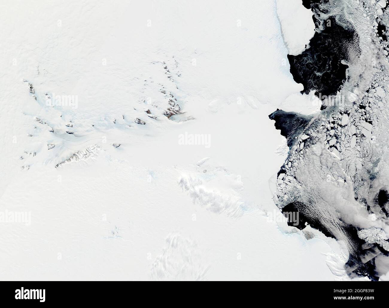 The Lambert Glacier (center) and the Amery Ice Shelf, Antarctica. Stock Photo