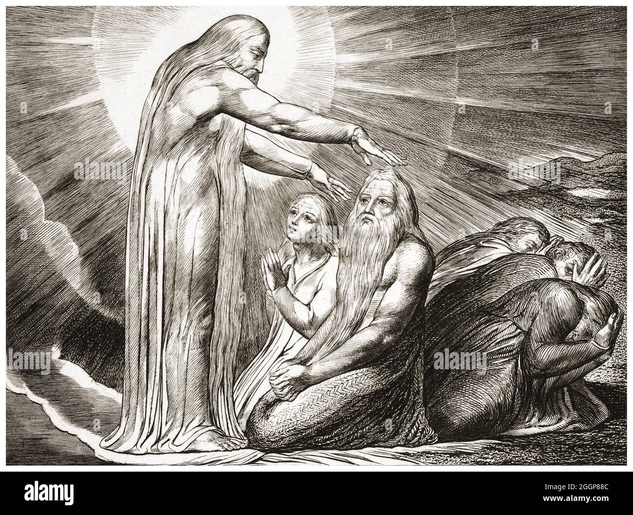 'The Vision of God' from William Blake's 'Illustrations Of The Book Of Job,' a series of engravings published in 1825. Stock Photo