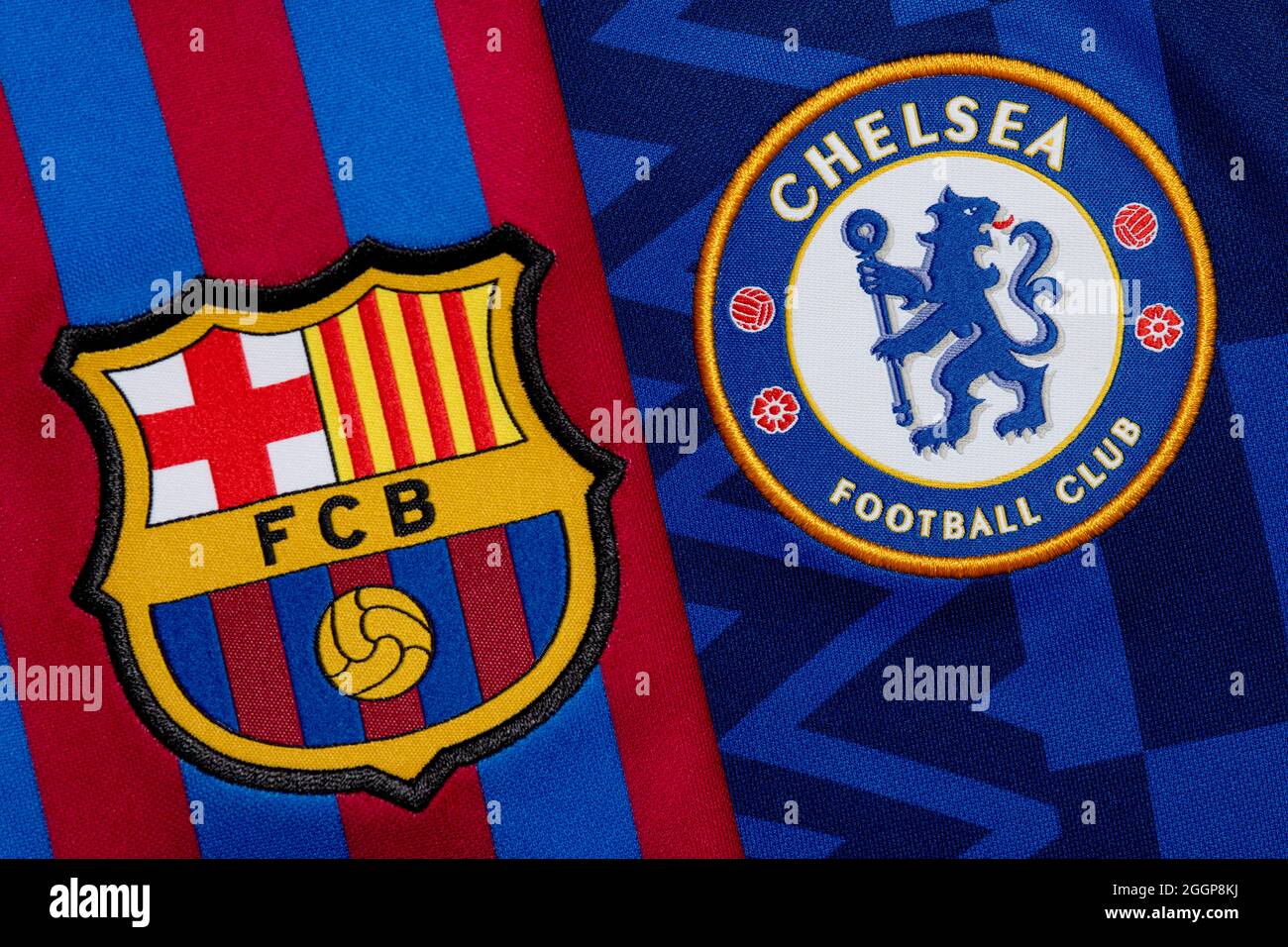 Close Up Of Barcelona Chelsea Club Crest Stock Photo Alamy