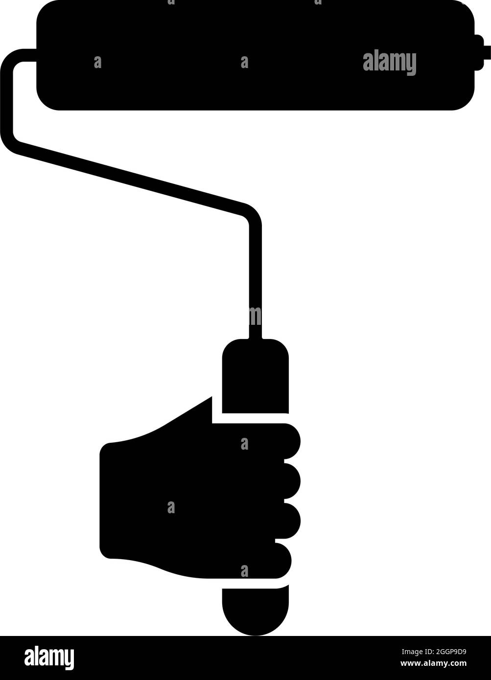 Paint roller in hand use tool arm icon black color vector illustration ...