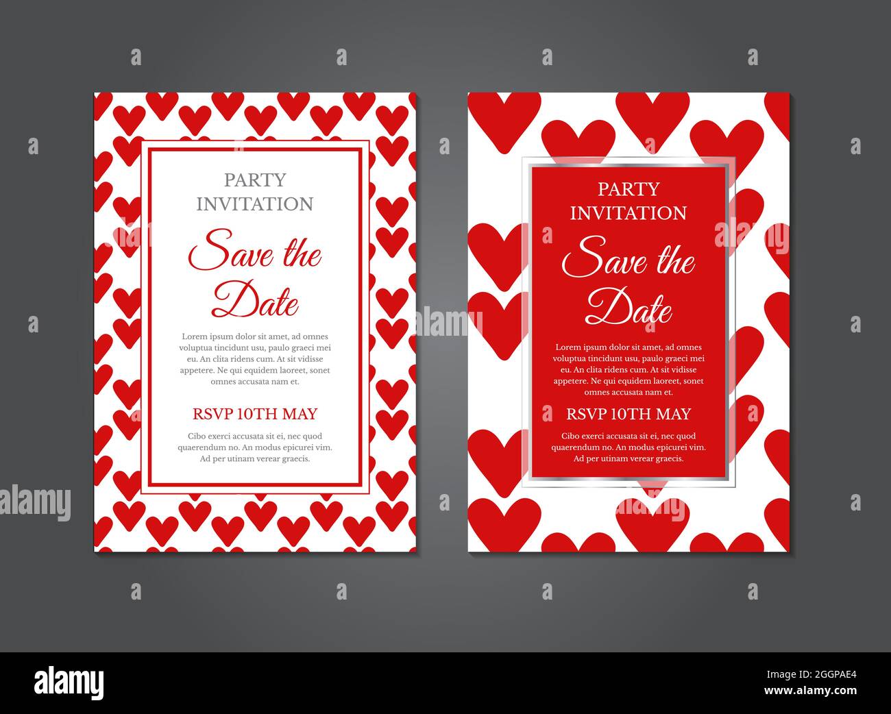 Red Heart Wedding Invitation Design Stock Vector Image & Art - Alamy