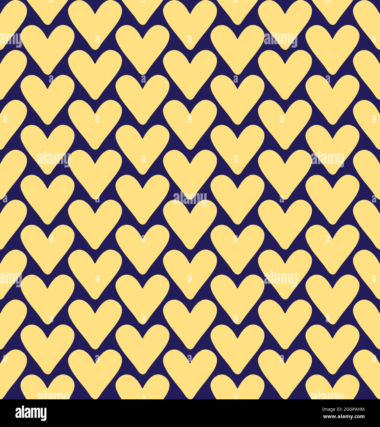 Yellow Heart Seamless Repeat Pattern Design Stock Vector