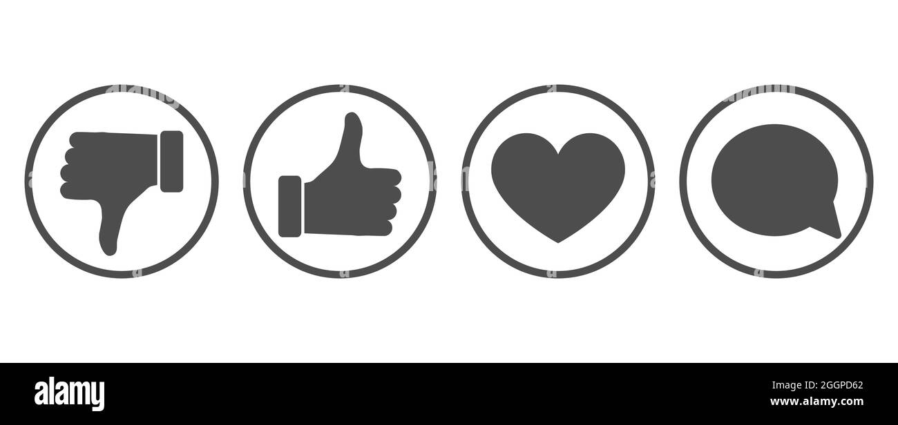Thumbs Up, Thumbs Down, Like and Comment Isolated Social Media Icons Stock Vector
