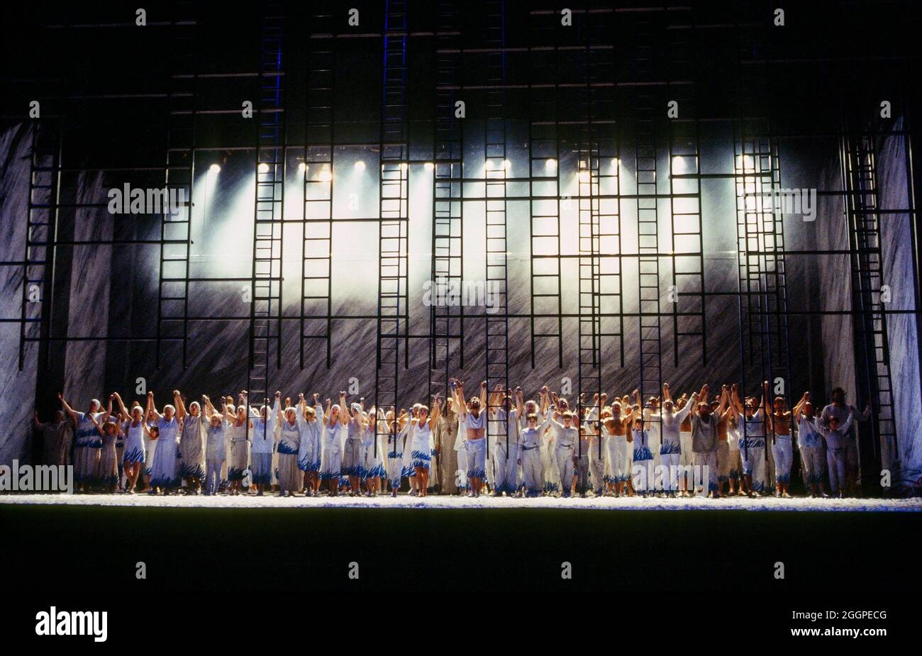 final scene: the Old Believers gather for mass suicide in KHOVANSHCHINA performed by English National Opera (ENO) at the London Coliseum, London WC2  24/11/1994 music & libretto: Modest Mussorgsky  orchestration: Dmitri Shostakovitch  conductor: Sian Edwards  design: Alison Chitty  lighting: Paul Pyant  choreographer: Lea Anderson  director: Francesca Zambello Stock Photo