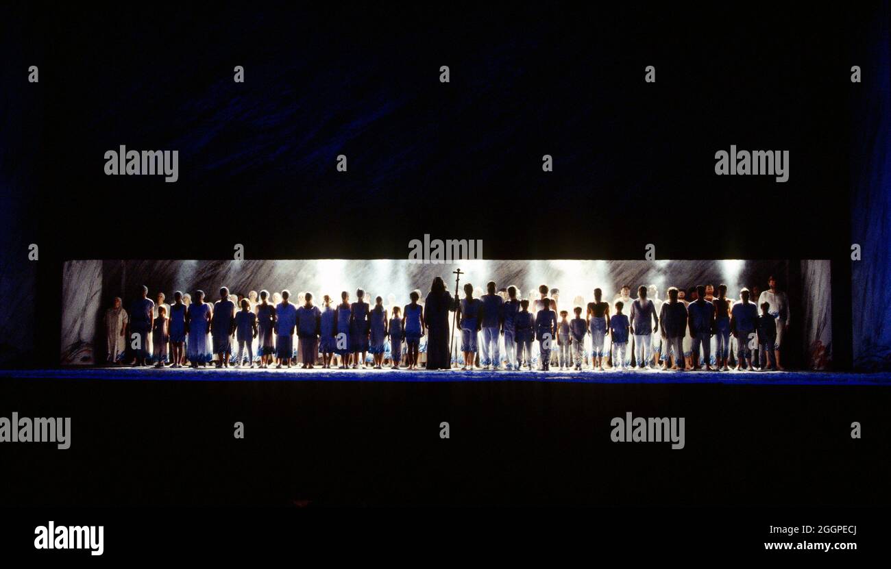 final scene: the Old Believers gather for mass suicide in KHOVANSHCHINA performed by English National Opera (ENO) at the London Coliseum, London WC2 24/11/1994 music & libretto: Modest Mussorgsky orchestration: Dmitri Shostakovitch conductor: Sian Edwards design: Alison Chitty lighting: Paul Pyant choreographer: Lea Anderson director: Francesca Zambello Stock Photo