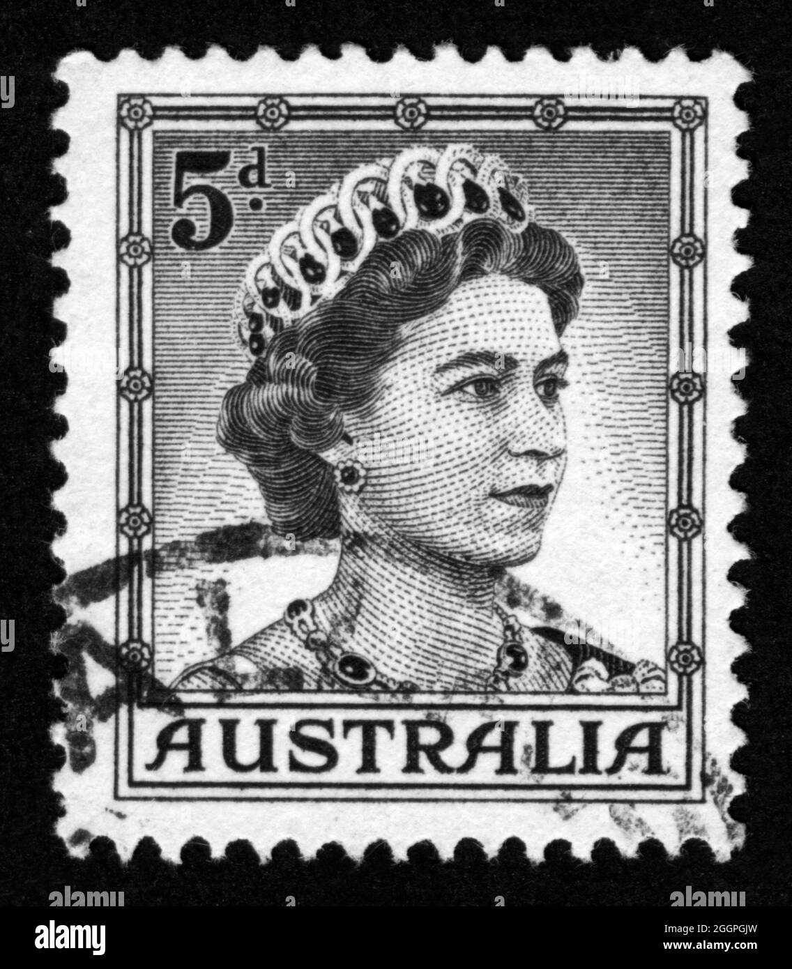 Stamp print in Australia, Elizabeth II Stock Photo - Alamy