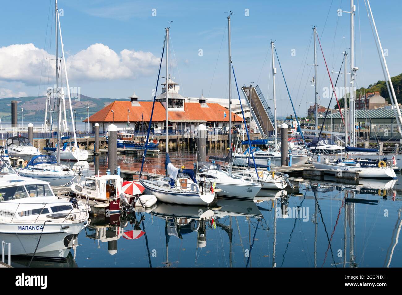 Rothesay harbour and marina, Rothesay, Isle of Bute, Argyll and Bute, Scotland, UK Stock Photo