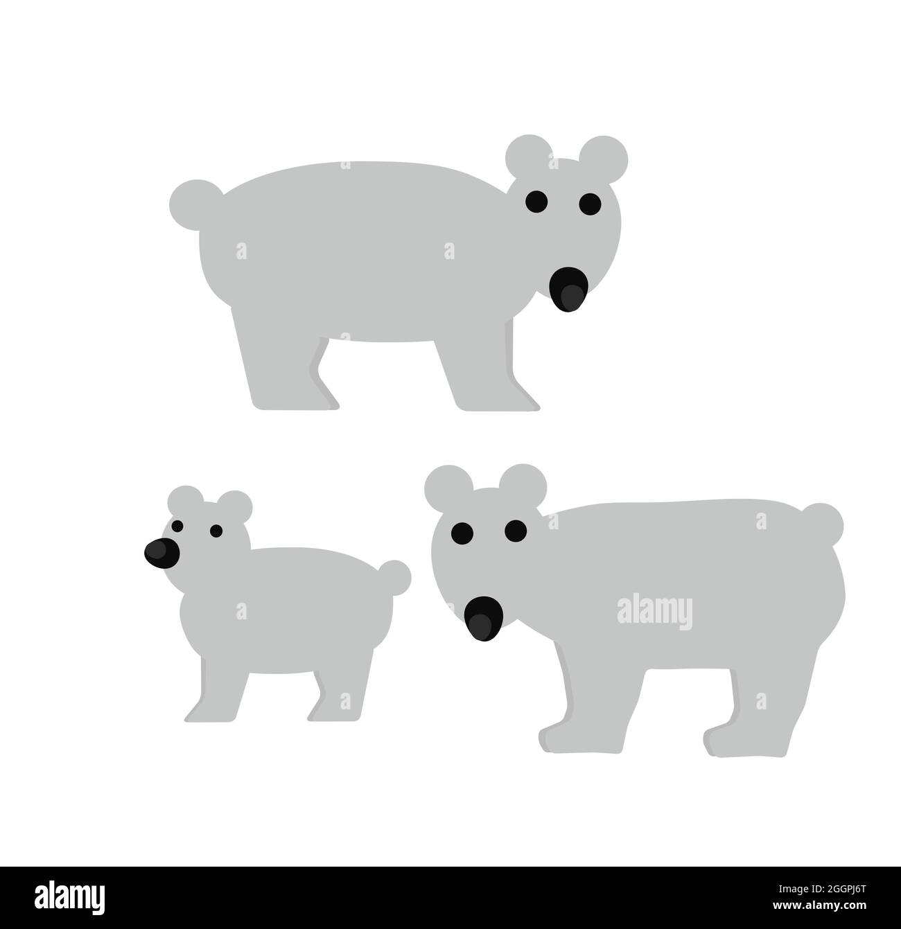 isolated cartoon polar bears on white background Stock Vector