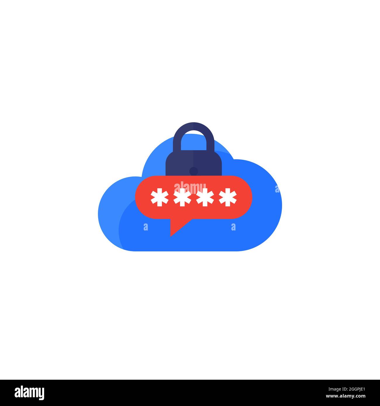 password access to cloud flat icon Stock Vector