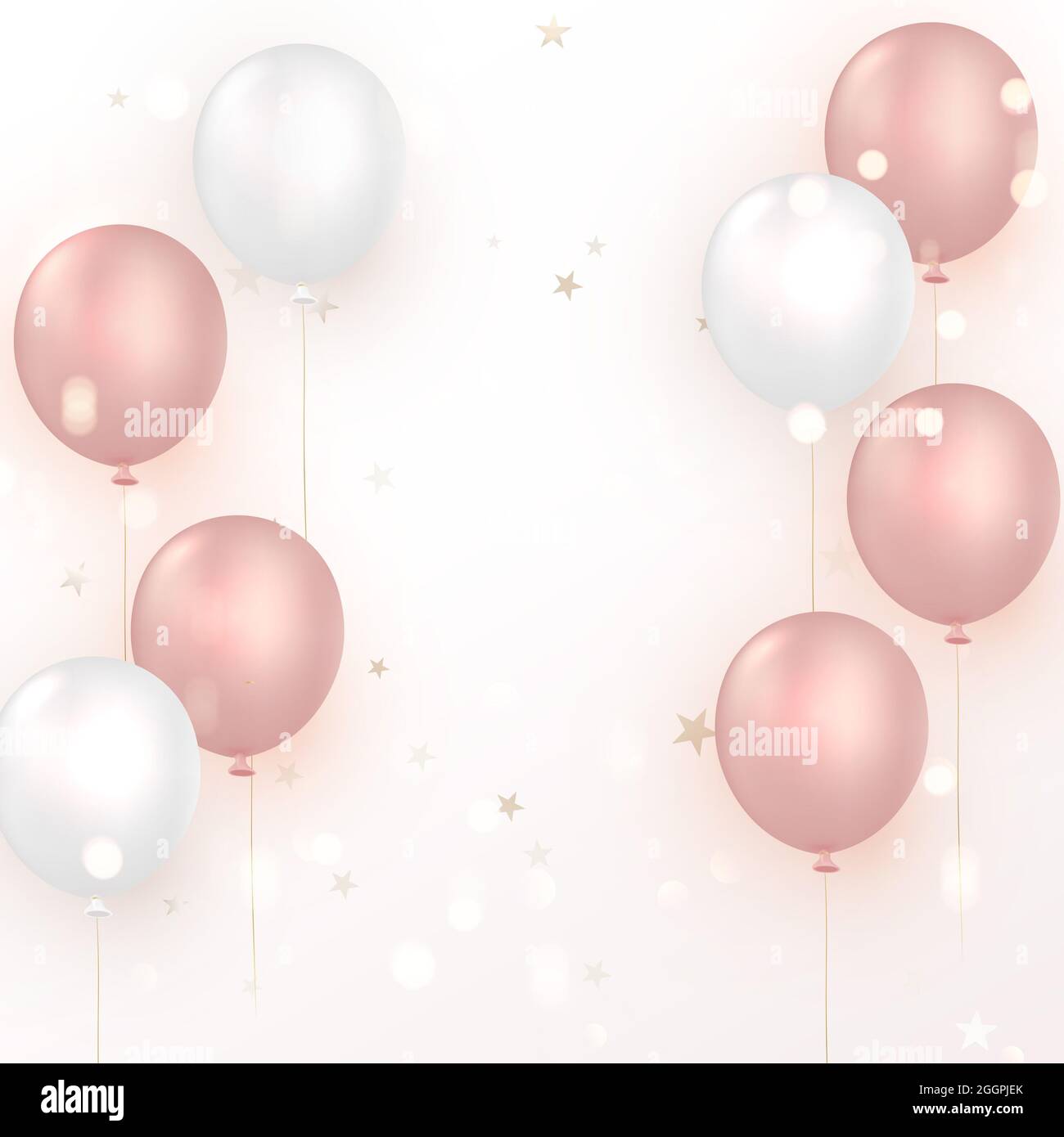 Elegant rose pink ballon Happy Birthday celebration card banner template  background Stock Photo - Alamy
