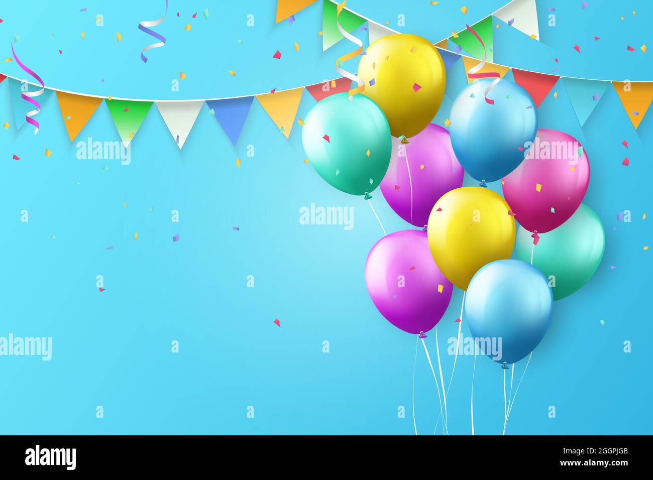 Colorful ballon and ribbon Happy Birthday celebration card banner template  background Stock Photo - Alamy