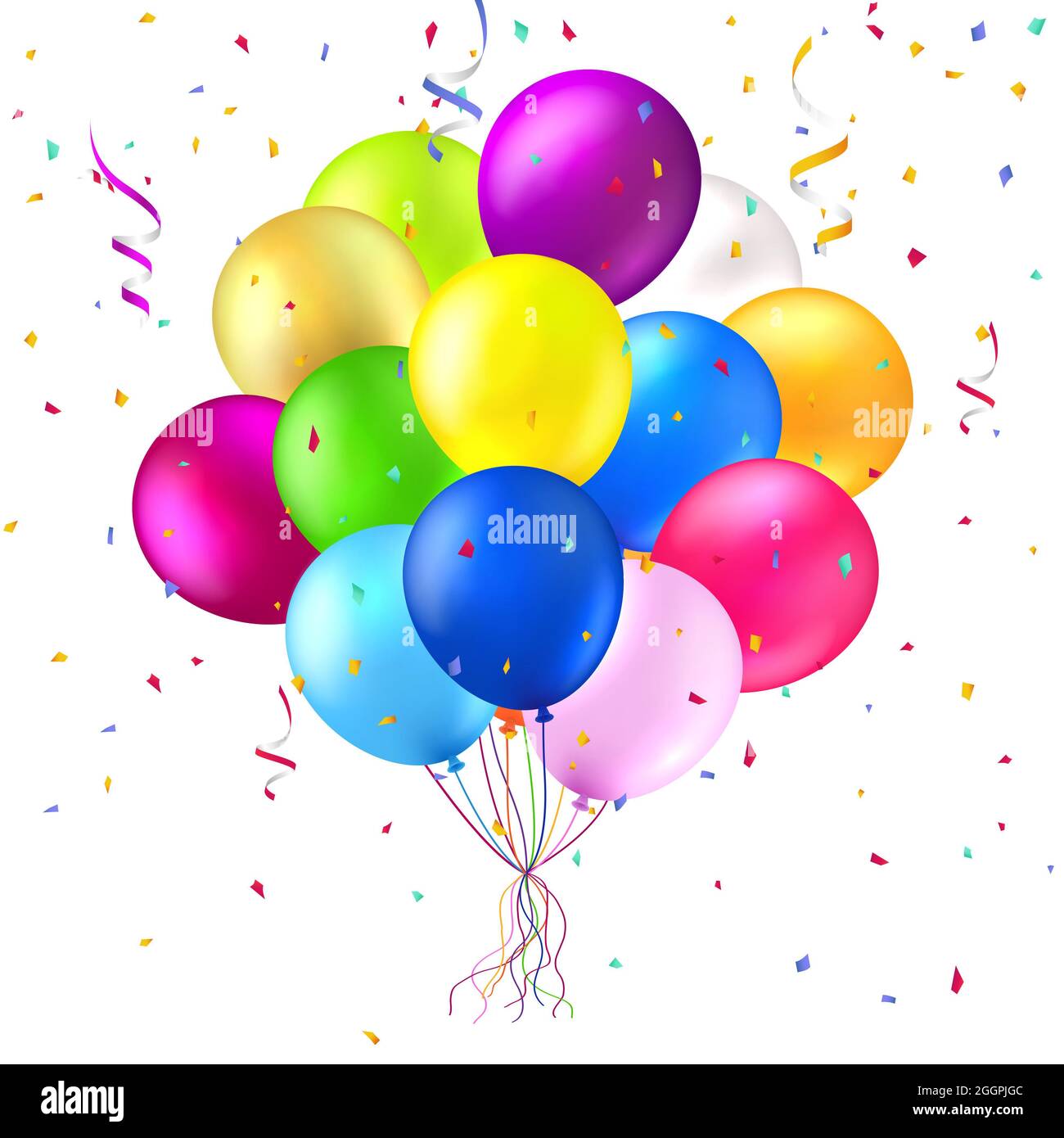 Colorful ballon and ribbon Happy Birthday celebration card banner template  background Stock Photo - Alamy