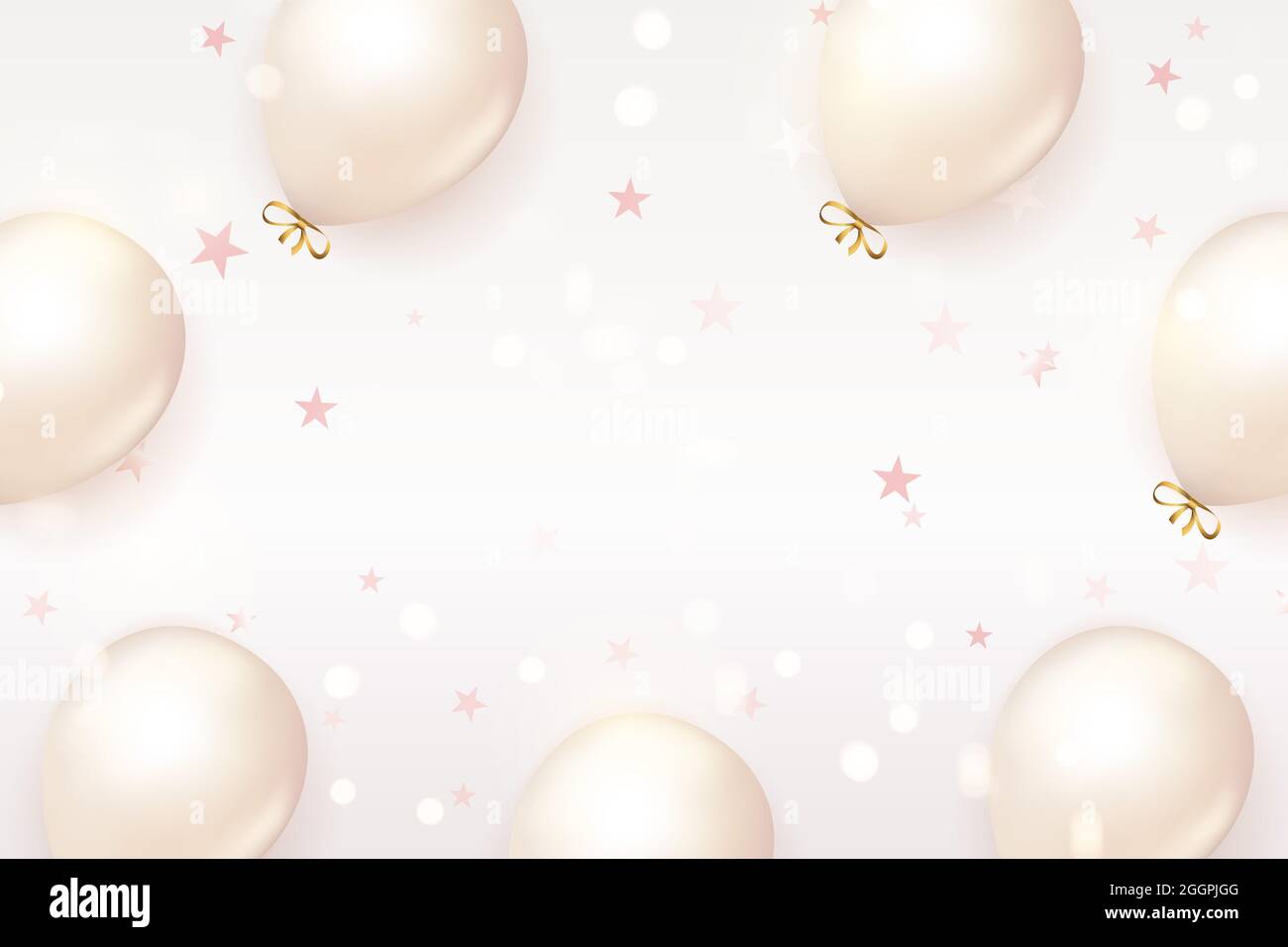 Elegant retro white ballon and godlen ribbon Happy Birthday celebration  card banner template background Stock Photo - Alamy