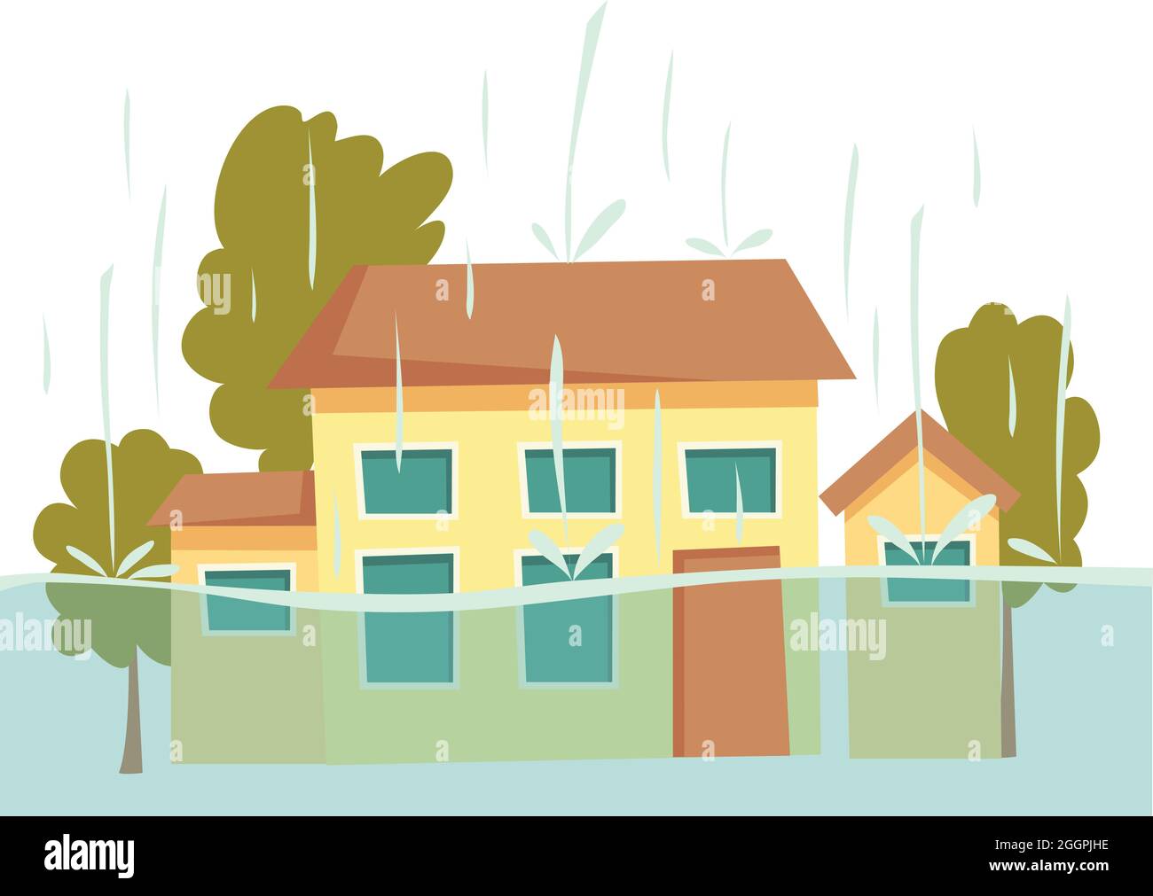 Rain flood house icon cartoon vector. City water disaster Stock Vector  Image & Art - Alamy