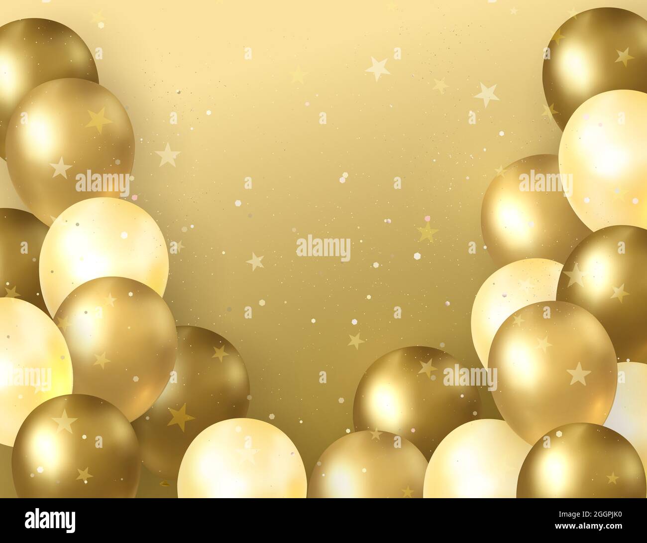 Elegant golden yellow ballon Happy Birthday celebration card banner  template background Stock Photo - Alamy