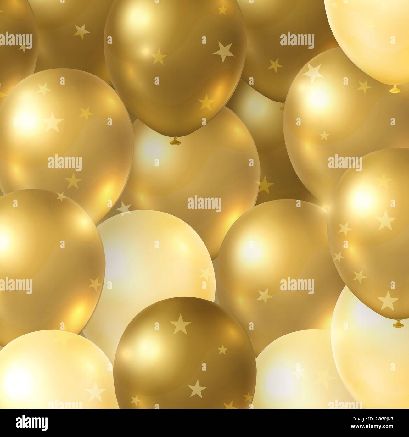 Elegant golden yellow ballon Happy Birthday celebration card banner template background Stock Photo