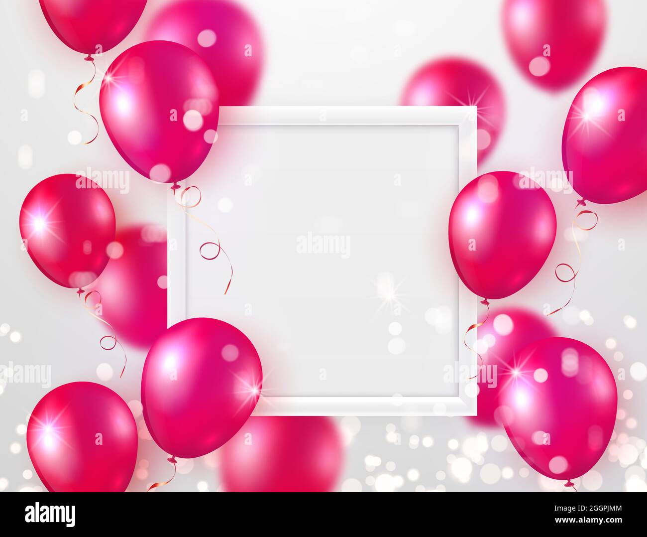 Elegant rose pink ballon and sqaure frame Happy Birthday celebration card  banner template background Stock Photo - Alamy