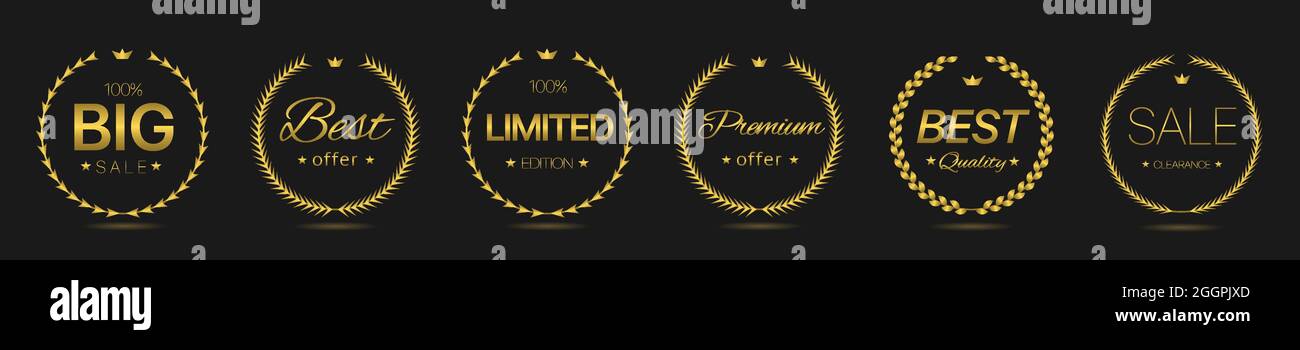 Big sale Golden laurel wreath label set Stock Vector Image & Art - Alamy